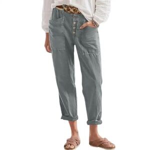 NWT Sundance linen and cotton blend Women's Rivera Straight Leg High Rise